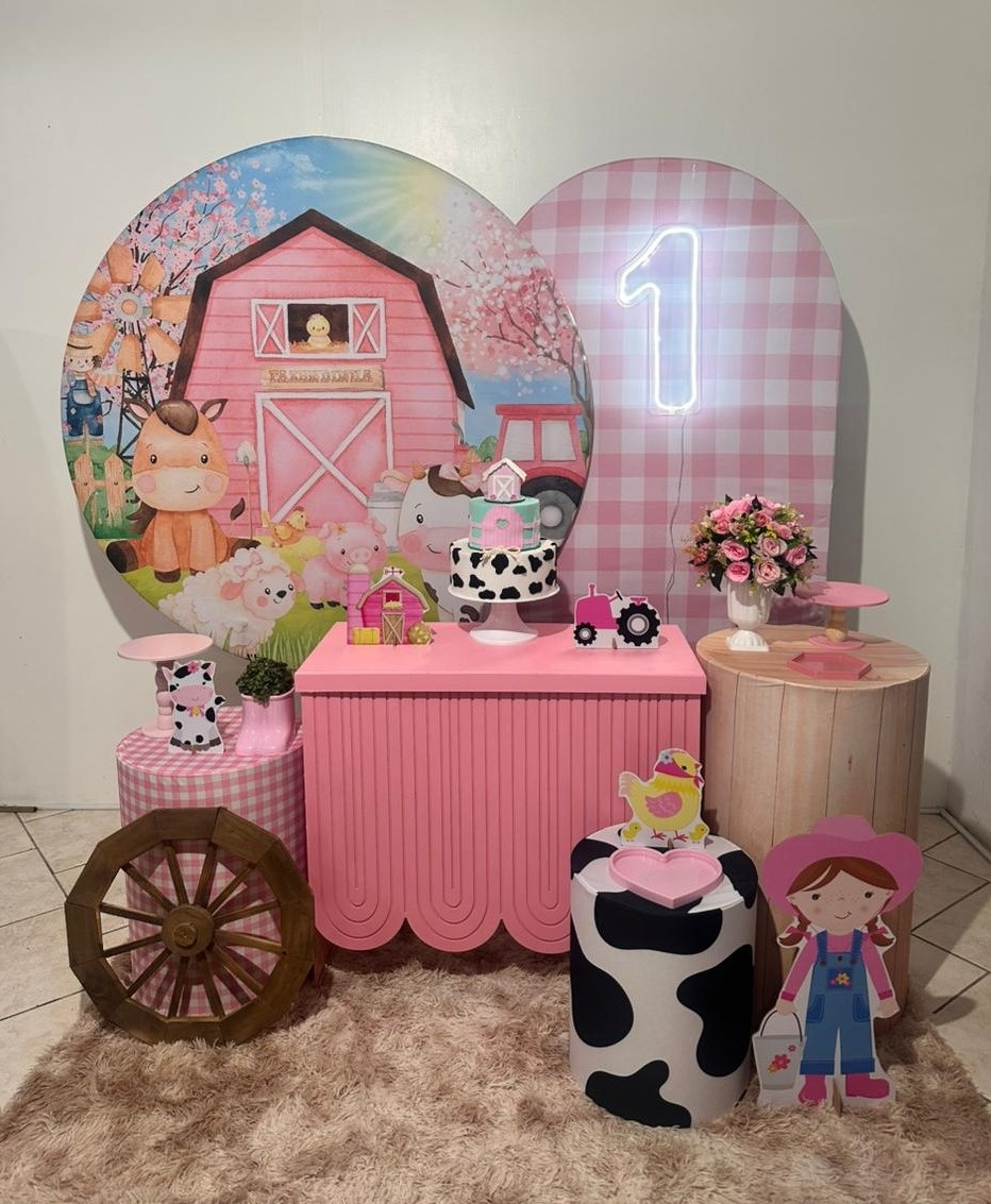 Kit 4 Fazendinha Rosa - Michi Pegue e Monte