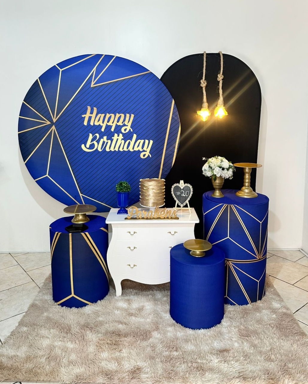 Kit 3 Azul Happy Birthday   - Michi Pegue e Monte