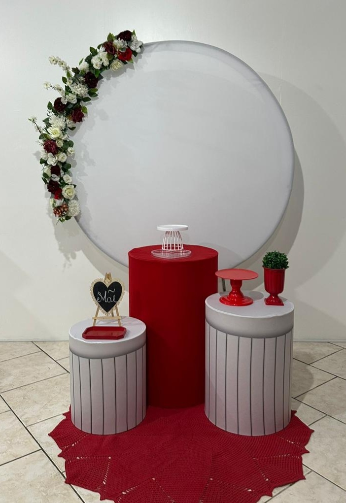 Kit 1 Vermelho E Branco Com Flor - Michi Pegue e Monte