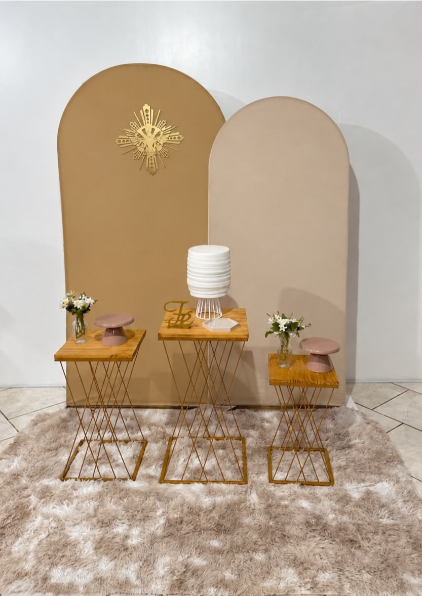 Kit Comunhão Bege E Nude Mesas Teia - Michi Pegue e Monte