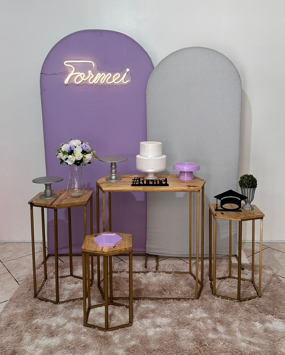 Kit Formei Lilas E Prata Mesas Sextavadas - Michi Pegue e Monte