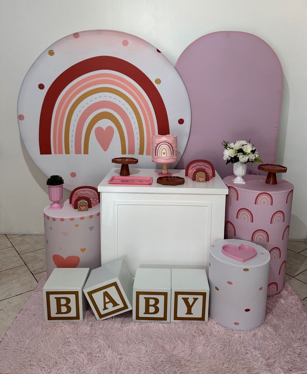 Kit 4 Arco Íris Boho Chá Bebê - Michi Pegue e Monte