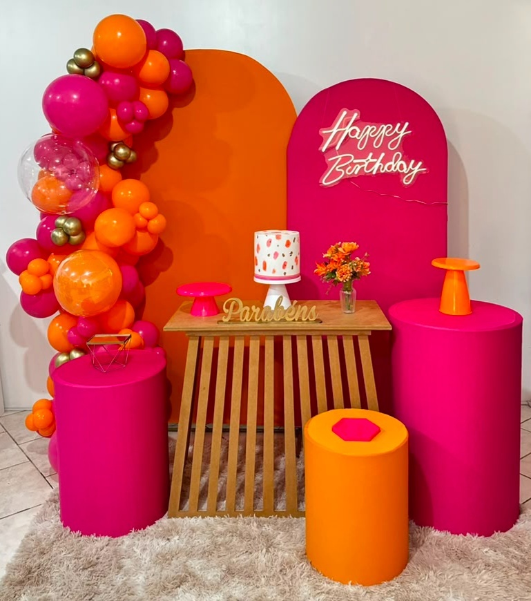 Kit Laranja E Pink Mesa Ripada - Michi Pegue e Monte