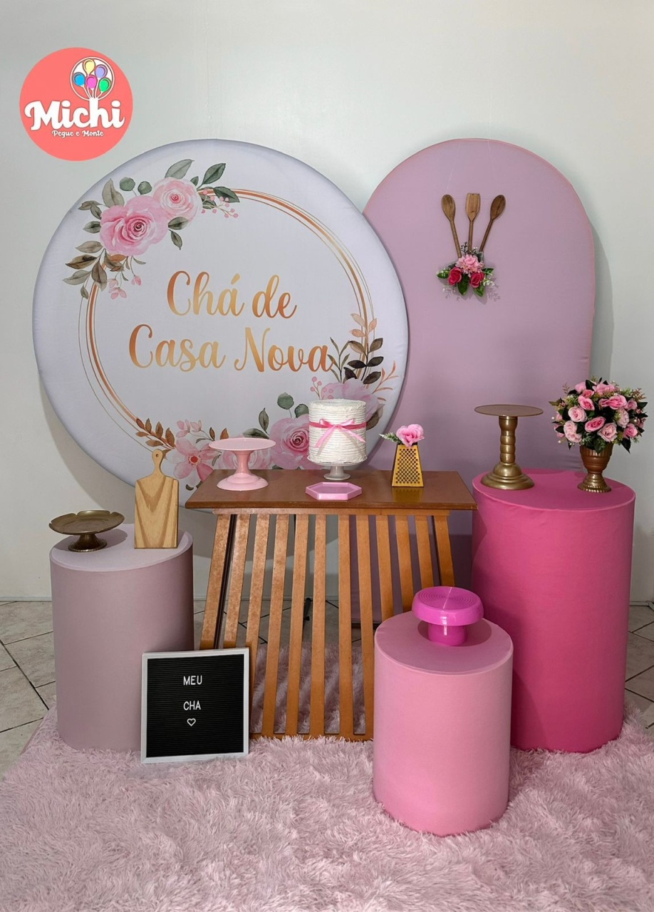 Kit 4 Rosa E Branco Chá de Casa Nova Mesa Ripada - Michi Pegue e Monte
