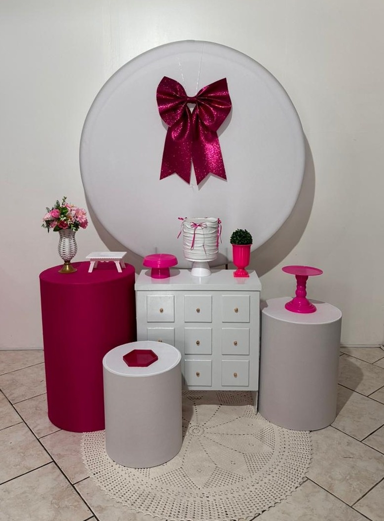 Kit 2 Rosa E Branco Com Laço  - Michi Pegue e Monte