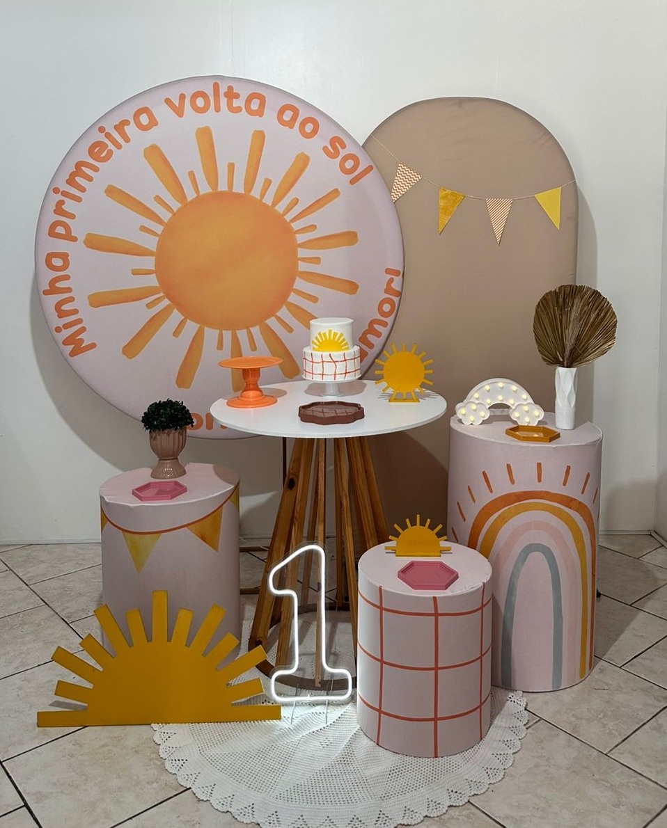 Kit 4 Minha Volta Ao Sol Menina, Bege Com Número Led - Michi Pegue e Monte