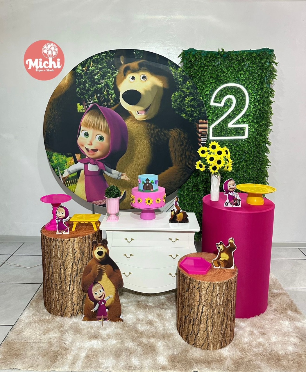 Kit 3 Masha E O Urso  Com Número Led  - Michi Pegue e Monte