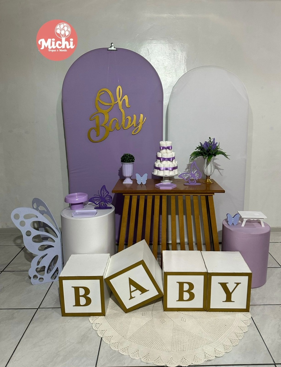 Kit Lilas E Branca Oh Baby Mesa Ripada - Michi Pegue e Monte