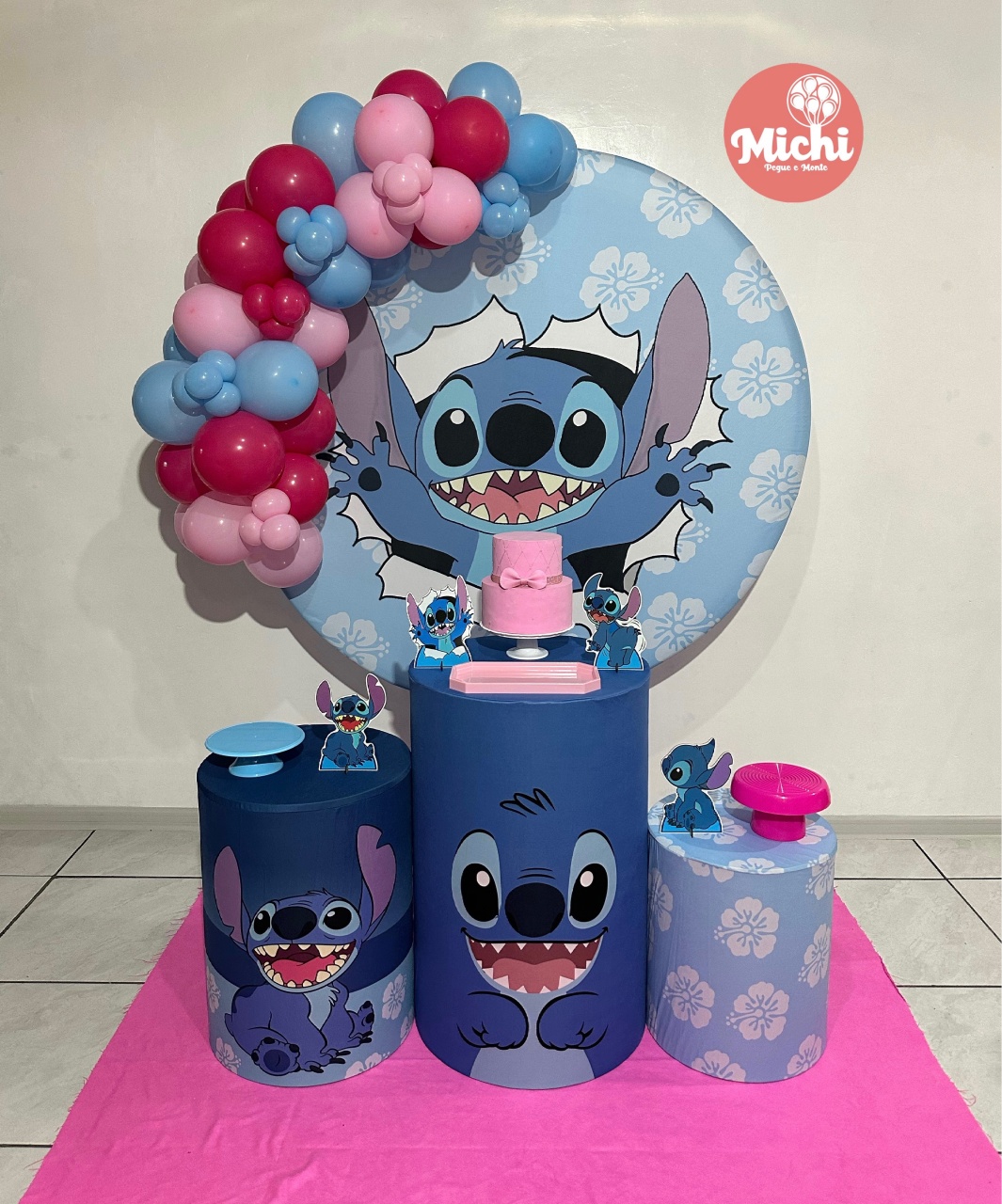Kit 1 Stitch Rosa E Azul  - Michi Pegue e Monte