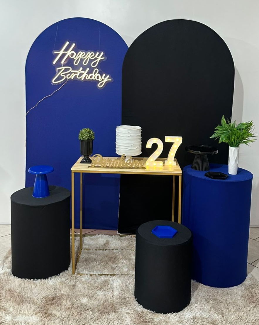 Kit Preto E Azul Mesa Quadrada - Michi Pegue e Monte