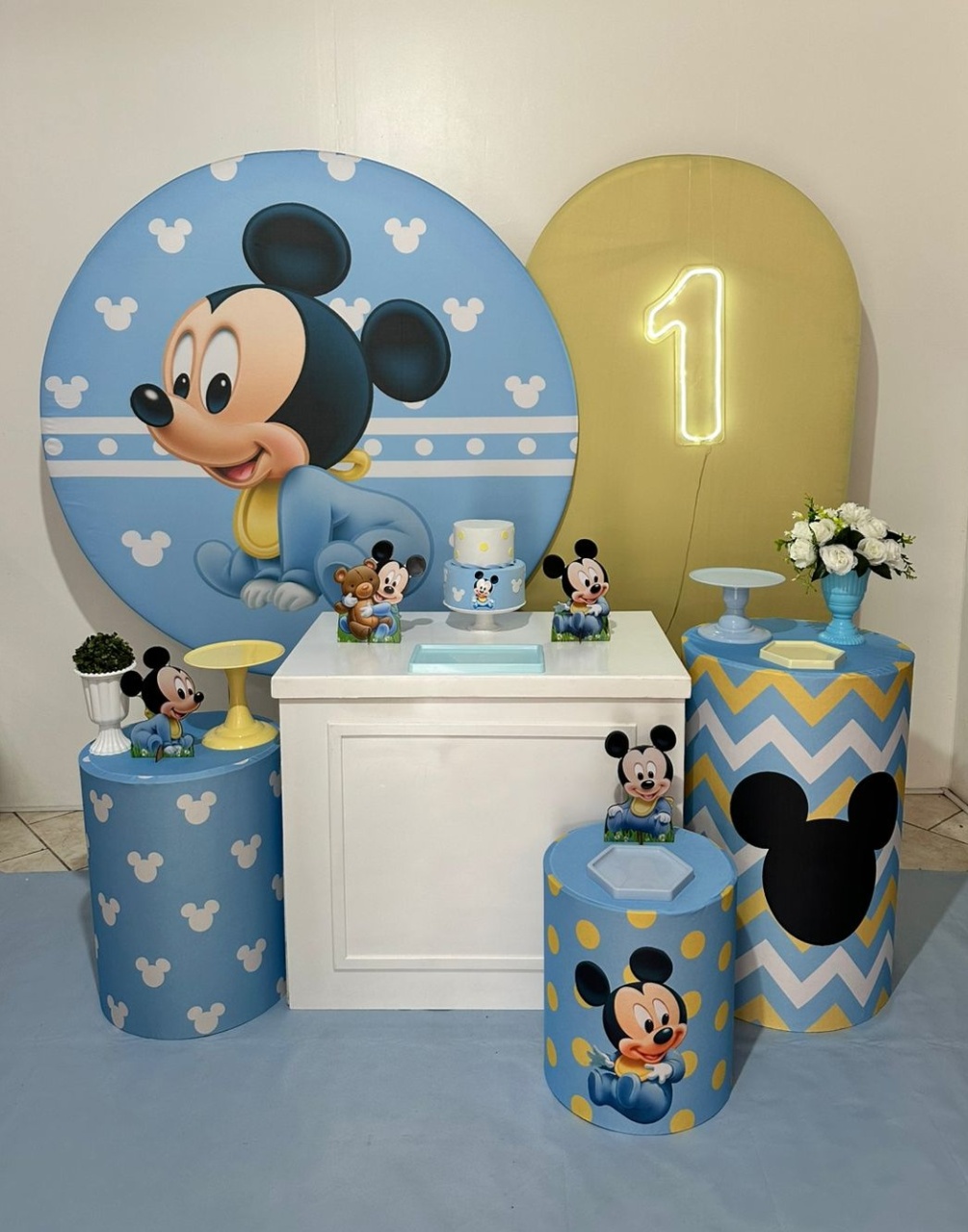 Kit 4 Mickey Baby Azul  - Michi Pegue e Monte