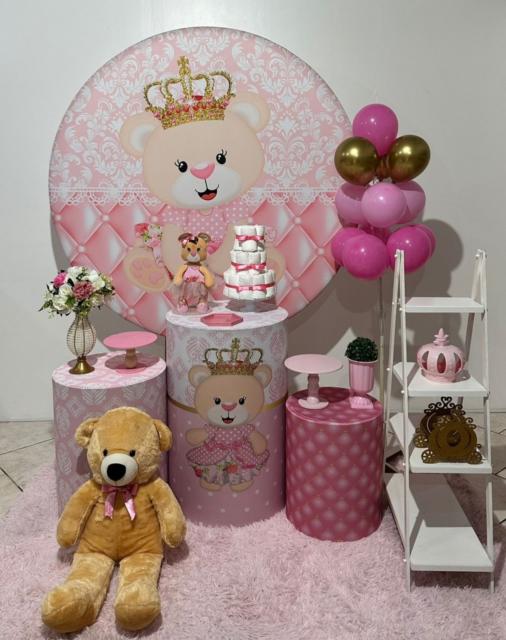 Kit Ursinha Princesa Com Escadinha - Michi Pegue e Monte