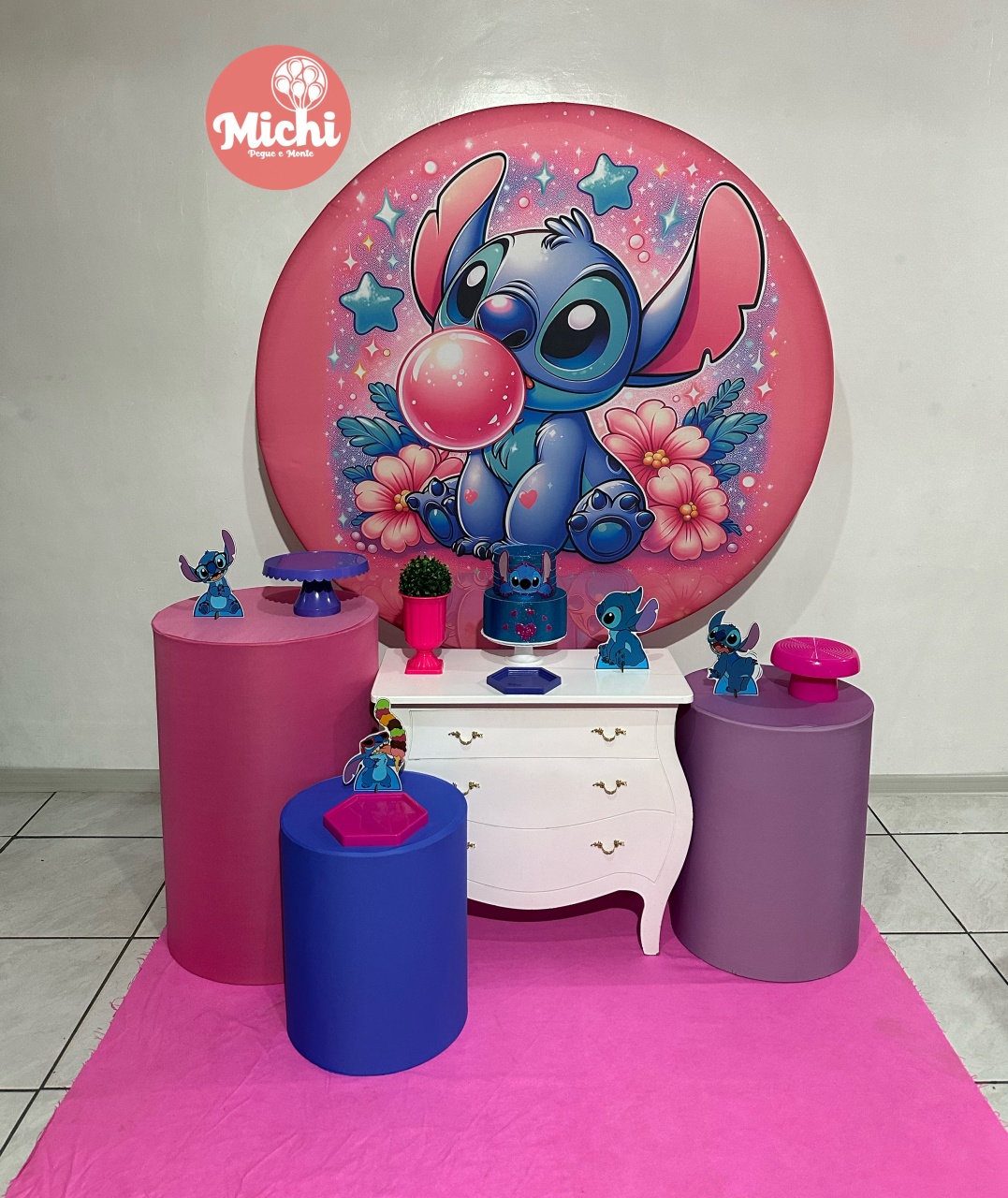 Kit 2 Stitch Rosa   - Michi Pegue e Monte
