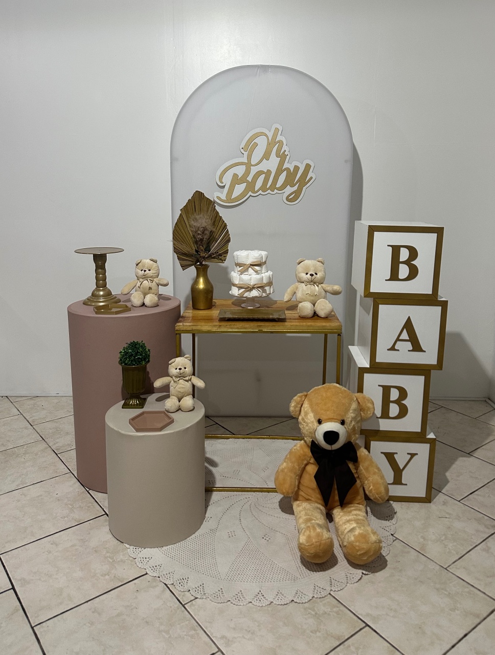 Kit Luxo Baby 1 Bege Com Mesa Ferro  - Michi Pegue e Monte