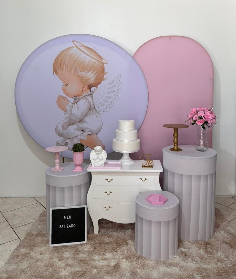 Kit 3 Batizado Anjinho Branco E Rosa - Michi Pegue e Monte