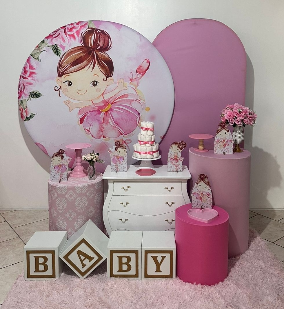 Kit 3 Bailarina Chá de Bebe Menina Cubos Baby - Michi Pegue e Monte
