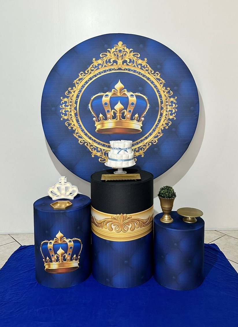 Kit 1 Chá de Bebe Menino Coroa Azul - Michi Pegue e Monte