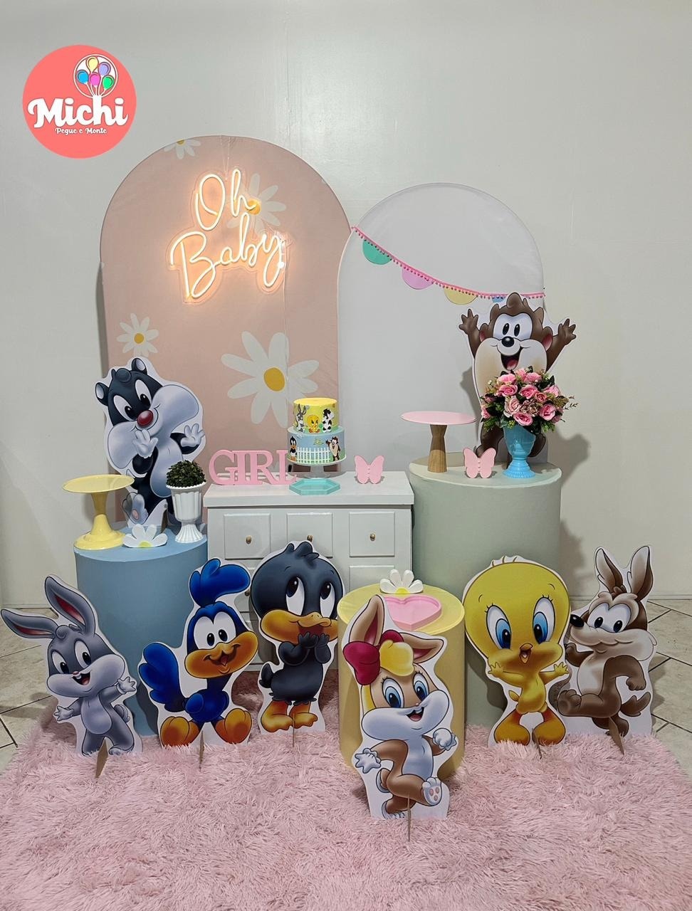 Kit Encanto Baby Looney Tunes Chá de Bebê - Michi Pegue e Monte