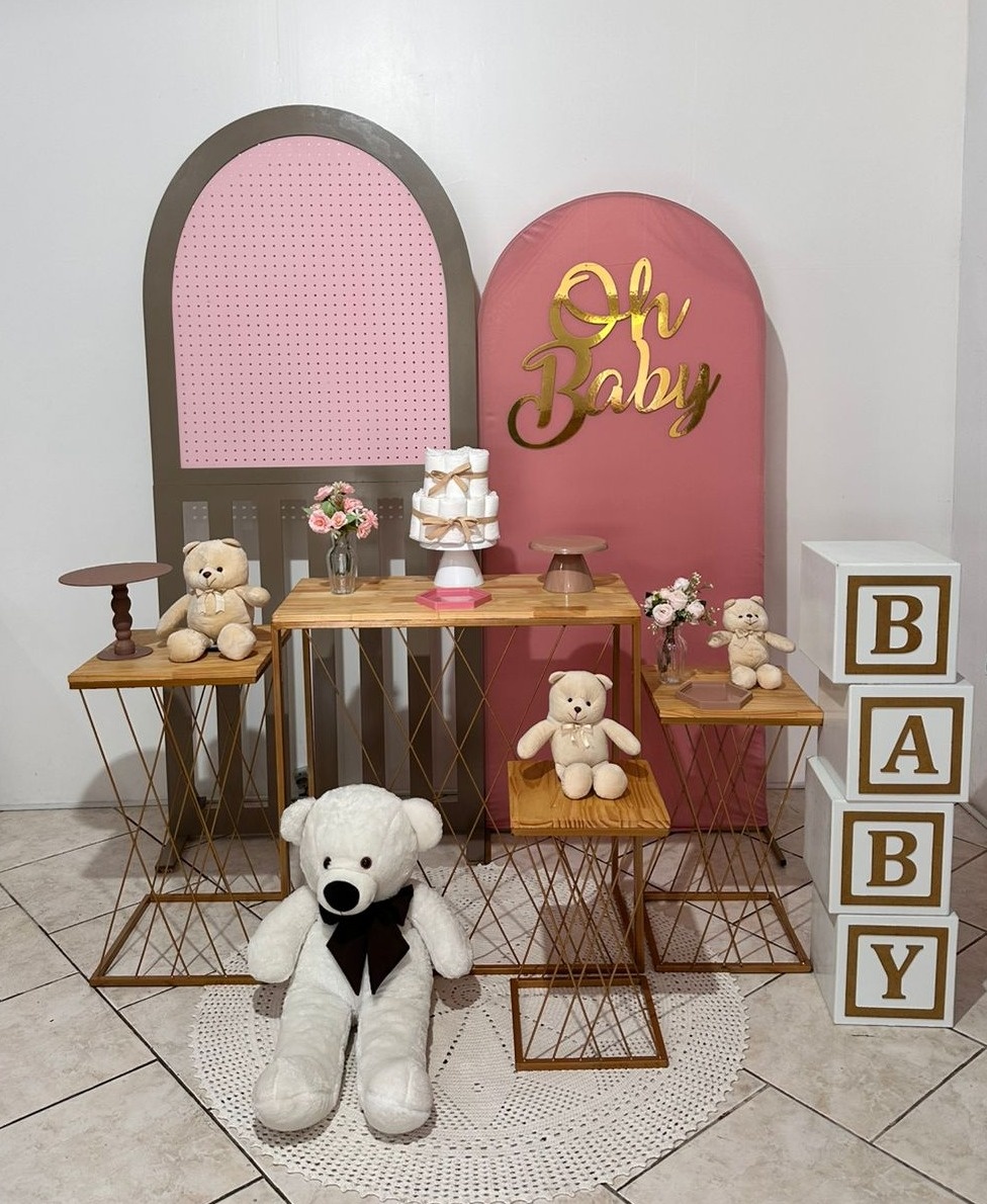 Kit Oh Baby Rosa Com Mesas Ferro - Michi Pegue e Monte