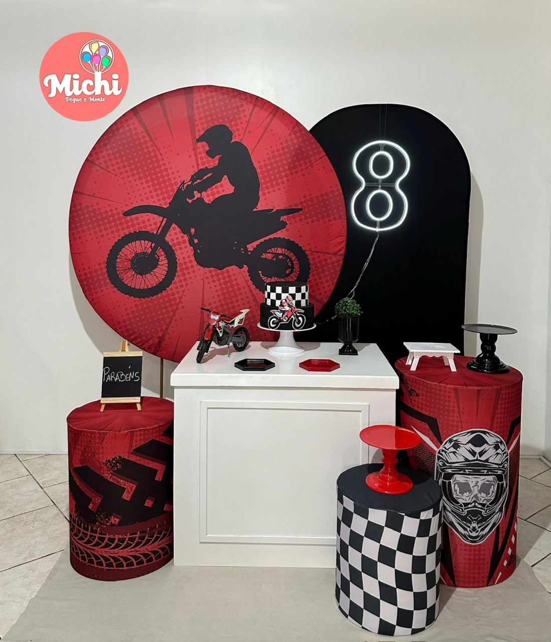 Kit 4 Motocross Mesa Branca - Michi Pegue e Monte