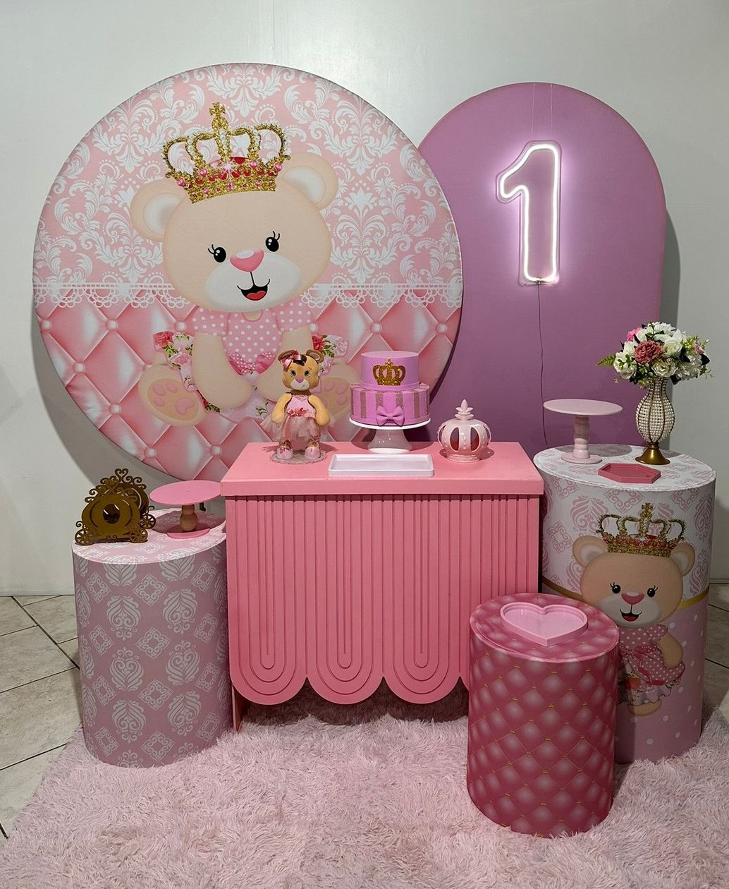 Kit 4 Ursinha Princesa 1 Ano - Michi Pegue e Monte