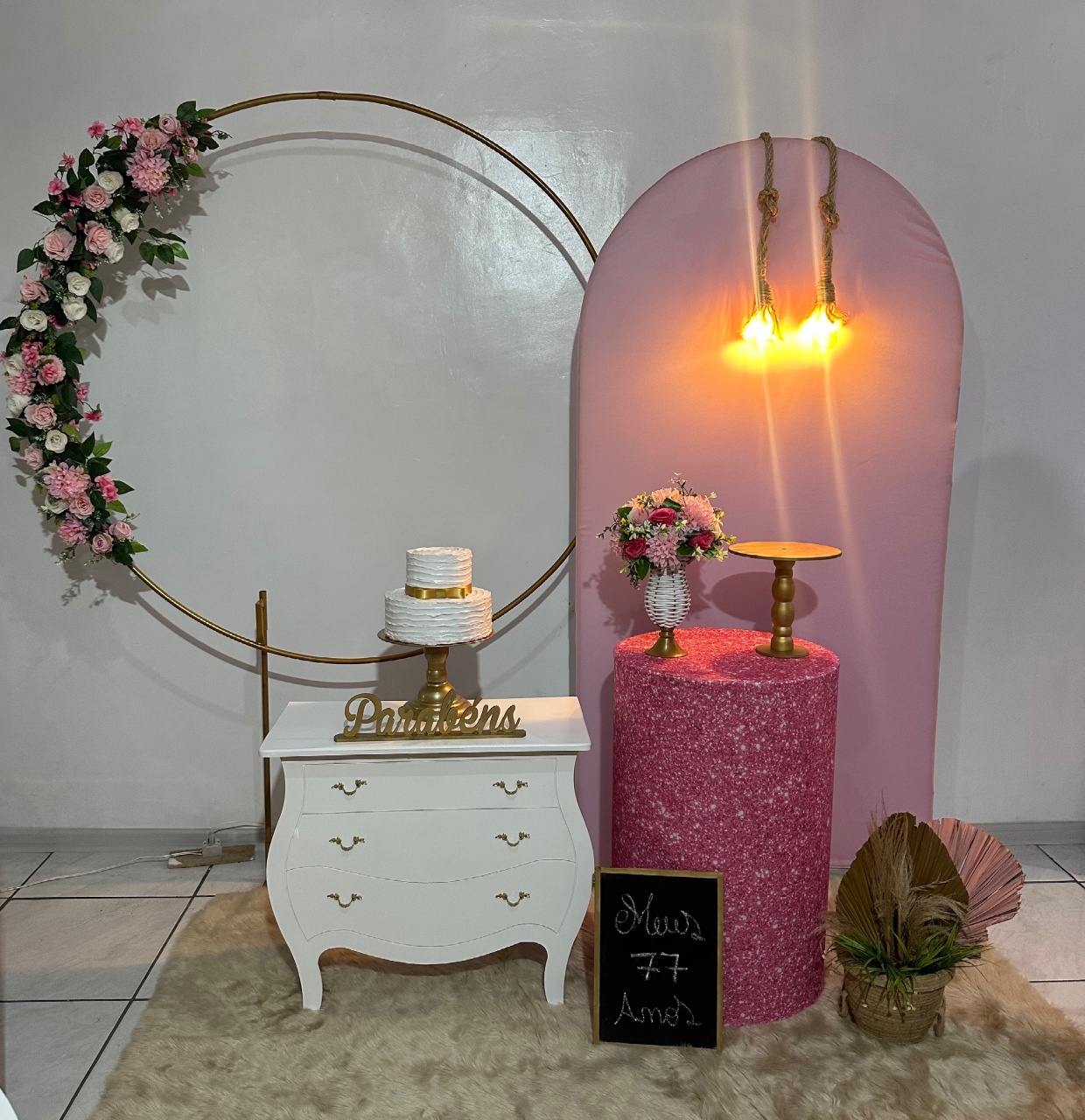 Kit Flores E Luzes Adulto Rosa   - Michi Pegue e Monte