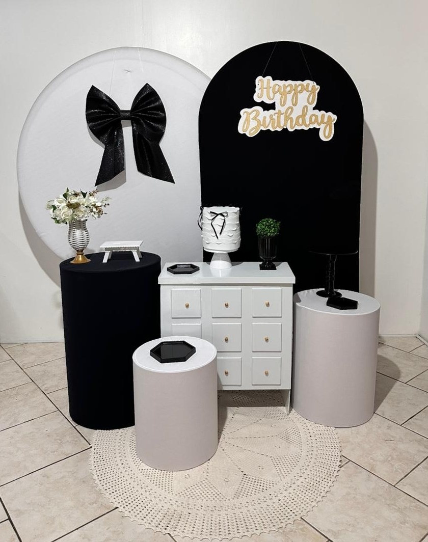 Kit 3 Preto E Branco Com Laço   - Michi Pegue e Monte