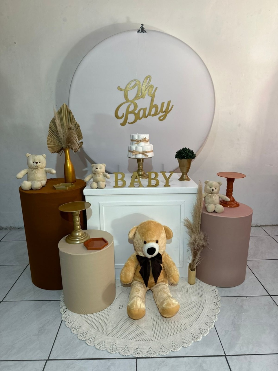 Kit Oh Baby Com Mesa Branca E Urso - Michi Pegue e Monte