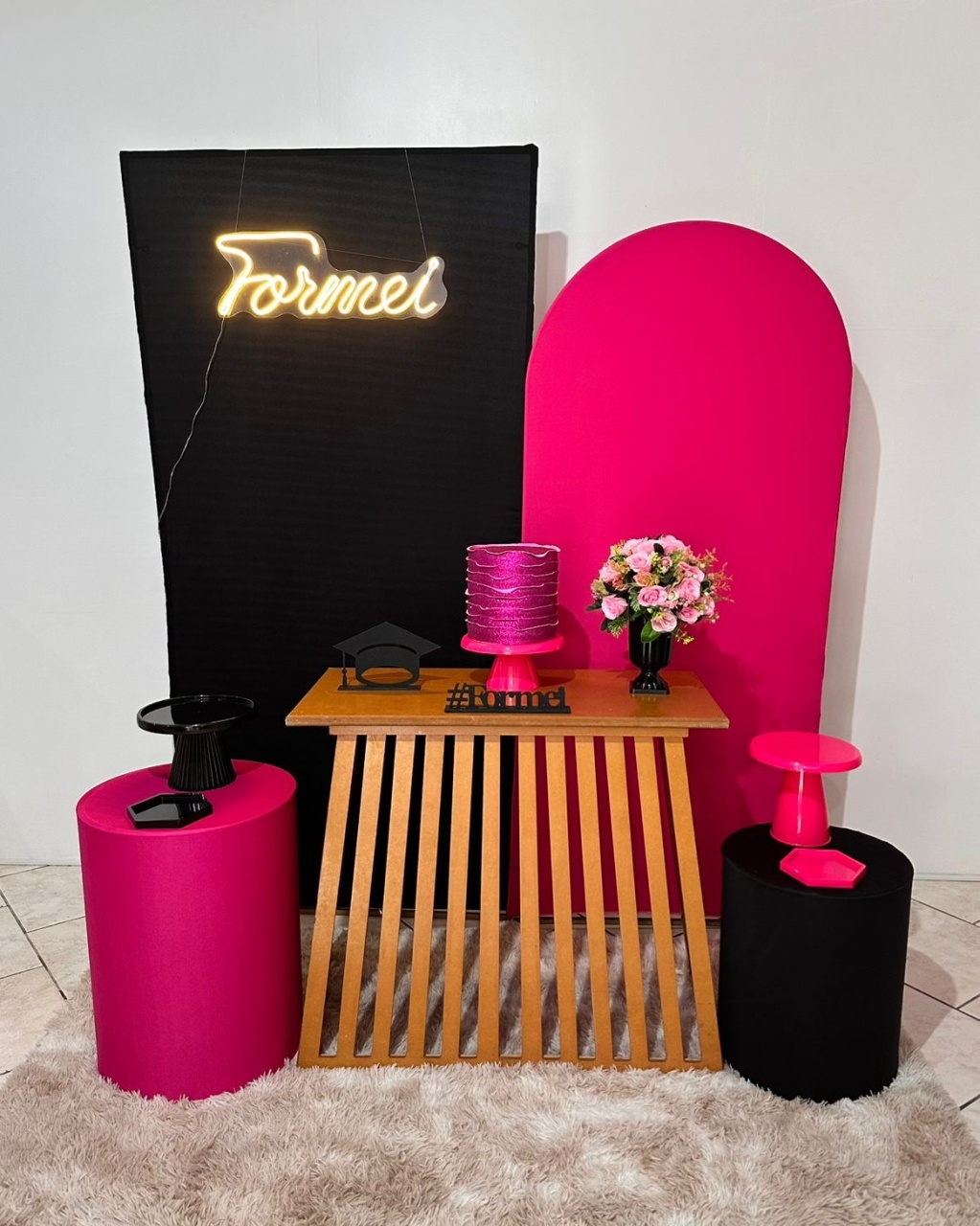 Kit Formei Preto E Pink Mesa Ripada  - Michi Pegue e Monte