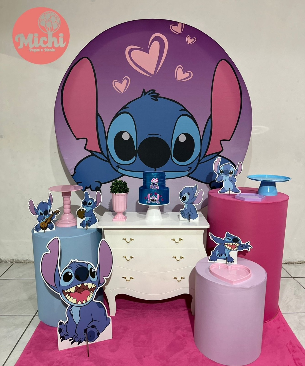 Kit 2 Stitch Coração   - Michi Pegue e Monte