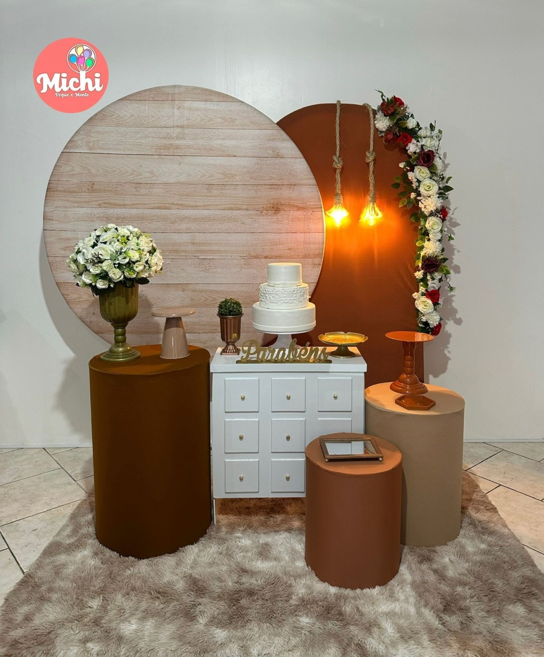 Kit Adulto Marrom E Bege Com Comoda - Michi Pegue e Monte