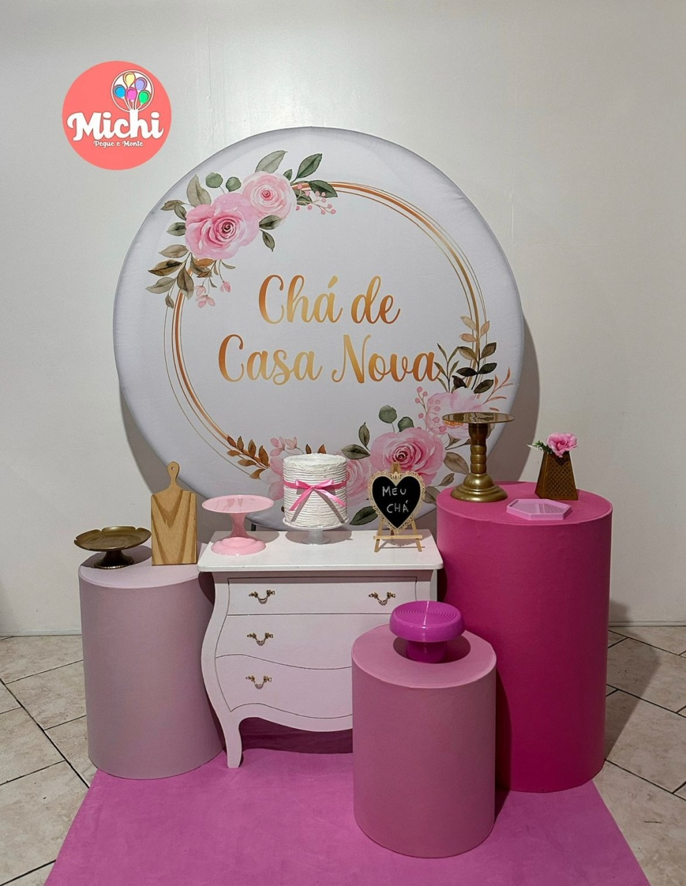 Kit 2 Rosa E Branco Chá de Casa Nova - Michi Pegue e Monte
