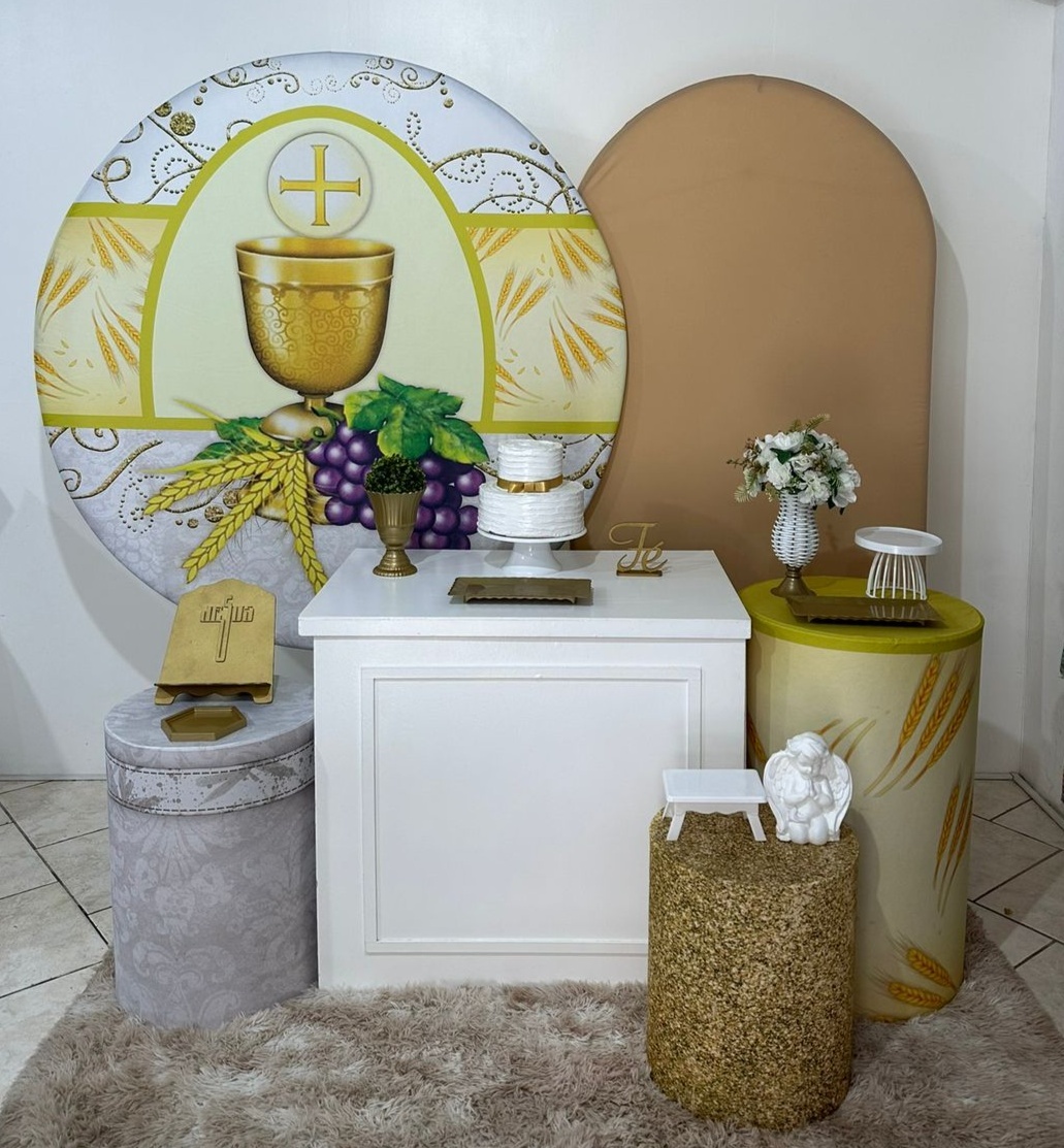 Kit 4 Comunhão Dourado - Michi Pegue e Monte