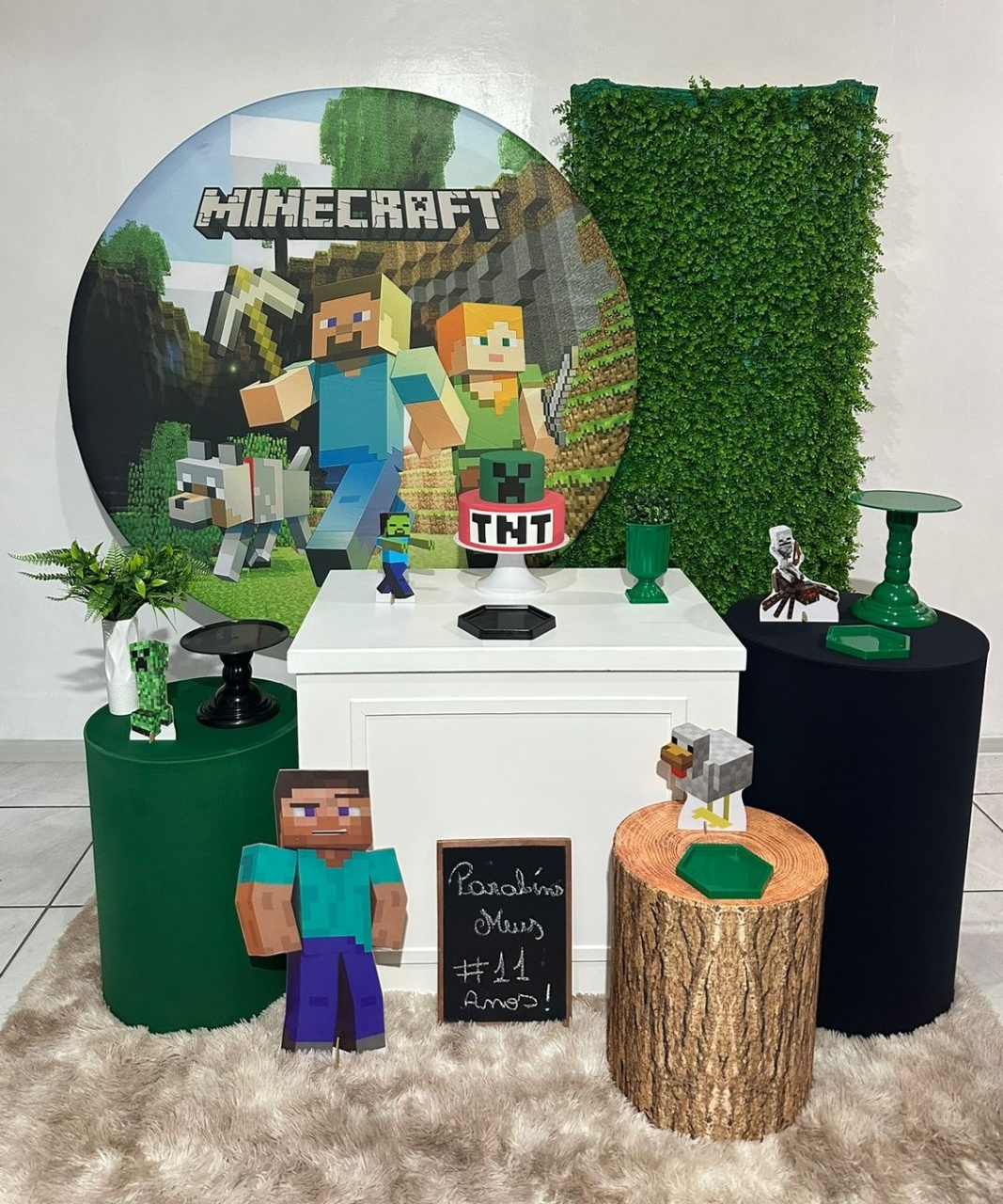 Kit 4 Minecraft  Com Muro Verde - Michi Pegue e Monte