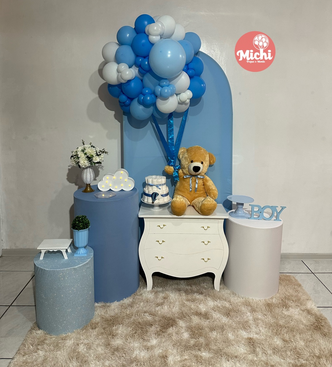 Kit Luxo Baby 1 Azul E Branco  - Michi Pegue e Monte