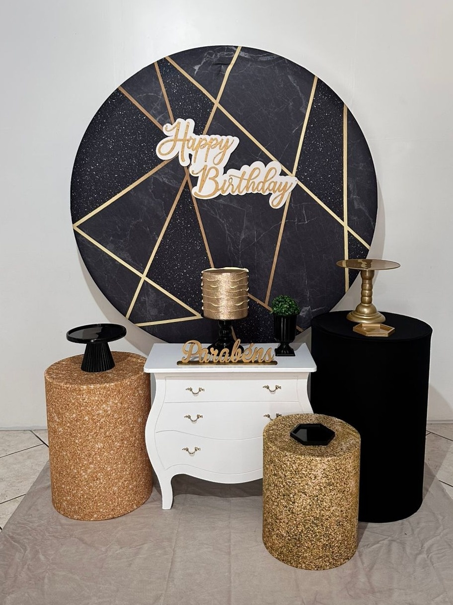 Kit 2 Geométrico Dourado E Preto  - Michi Pegue e Monte