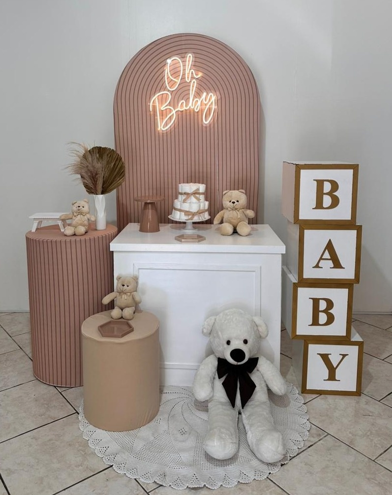 Kit Bege E Nude Mesa Branca Oh Baby - Michi Pegue e Monte