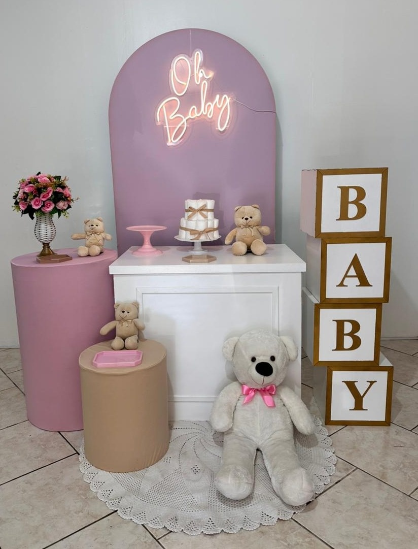 Kit Rosa E Nude Mesa Branca Oh Baby Led - Michi Pegue e Monte