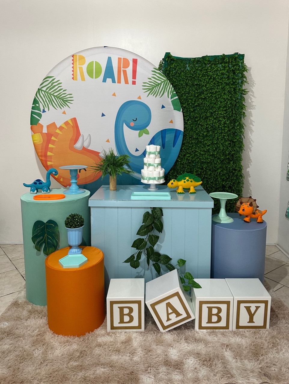 Kit 4  Dino Baby Chá de Bebê  - Michi Pegue e Monte