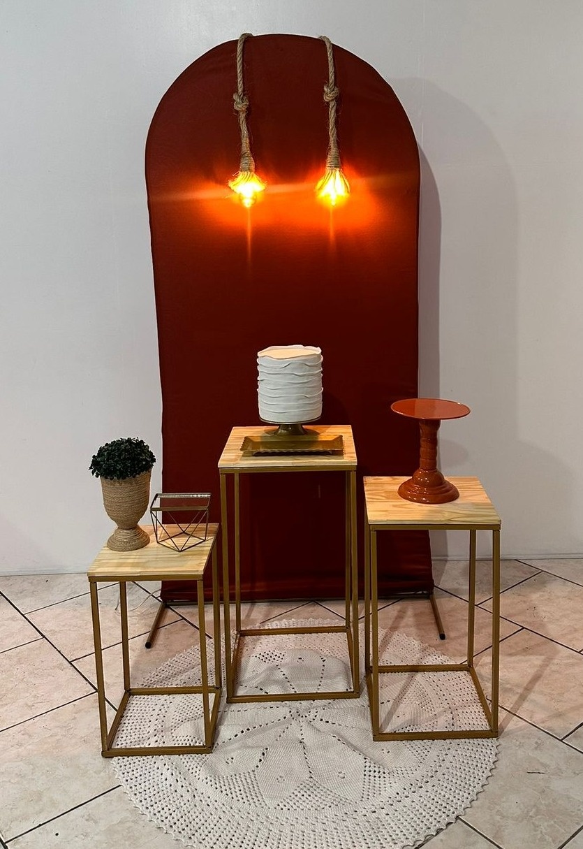 Kit Trio Mesa Quadrada Terracota Com Pendente - Michi Pegue e Monte