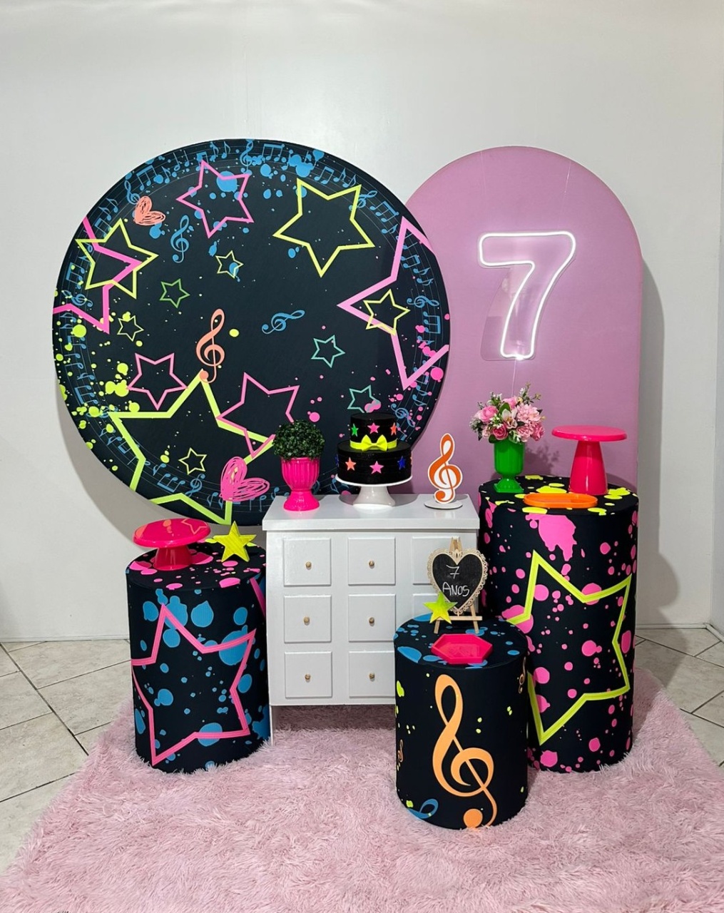 Kit 3 Neon Estrelas Comoda Cavetas - Michi Pegue e Monte