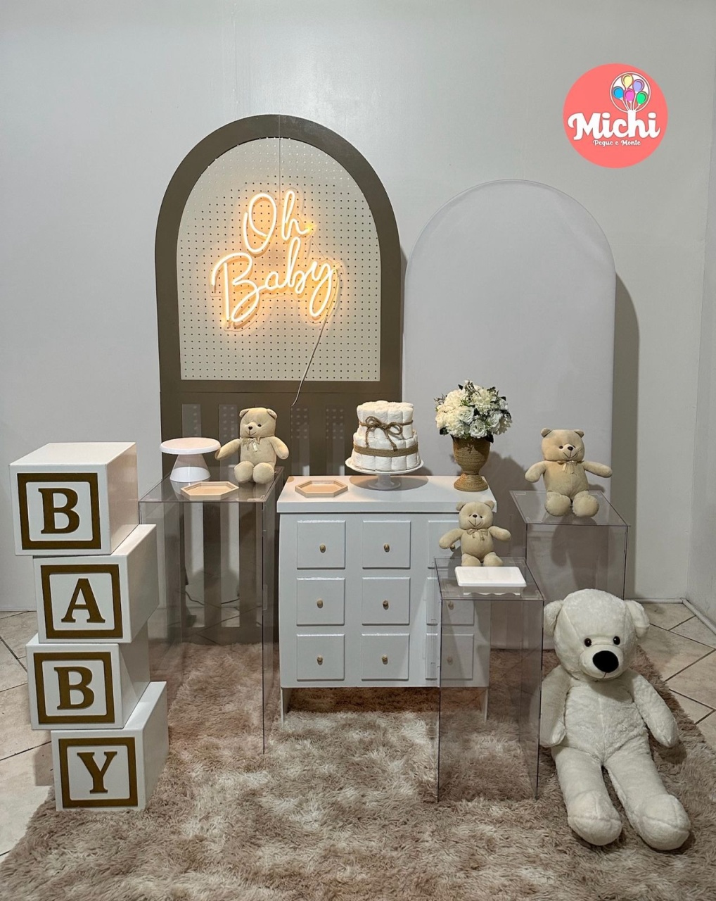 Composição Luxo Baby Branco - Michi Pegue e Monte