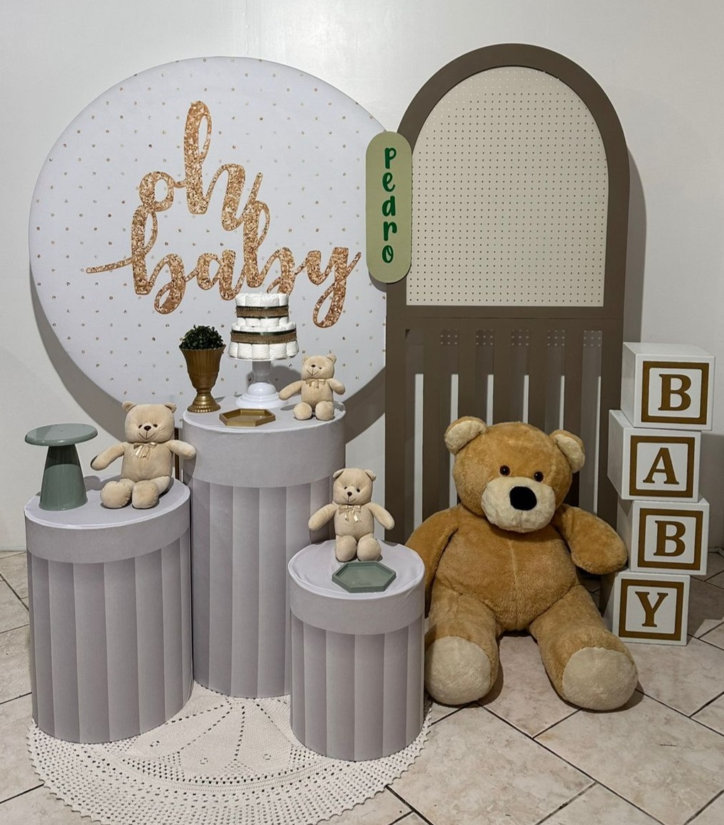 Kit Oh Baby Branco E Verde Com Placa Personalizada - Michi Pegue e Monte