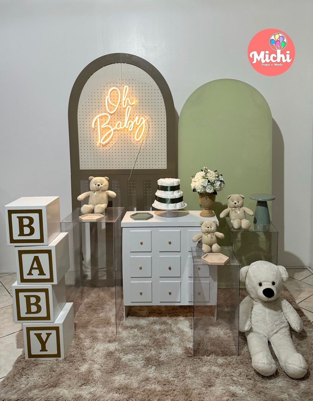 Composição Luxo Baby Verde - Michi Pegue e Monte