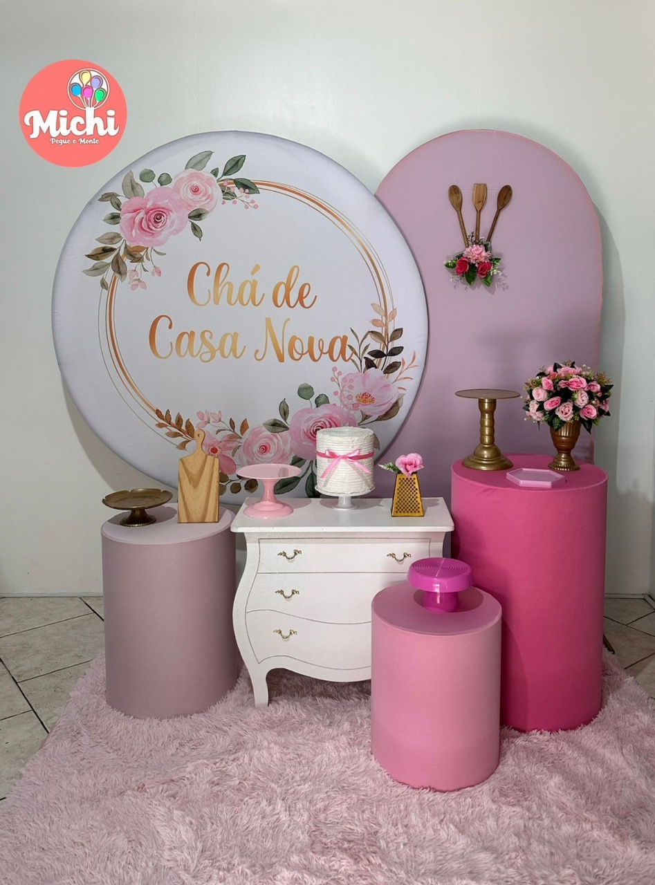 Kit 3 Rosa E Branco Chá de Casa Nova  - Michi Pegue e Monte