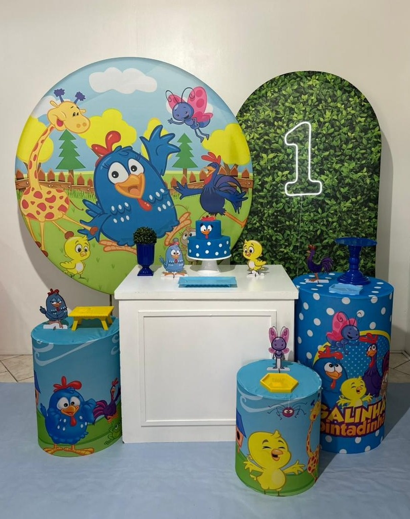 Kit 4 Galinha Pintadinha Azul - Michi Pegue e Monte