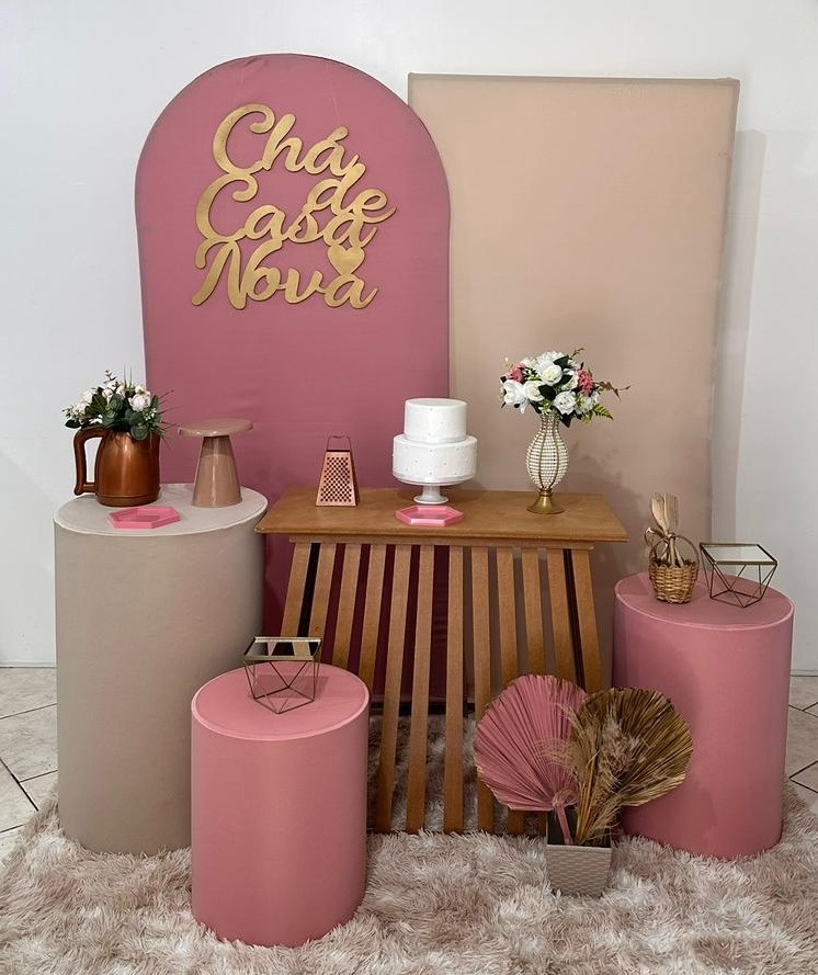 Kit Chá de Casa Nova Rose E Nude - Michi Pegue e Monte