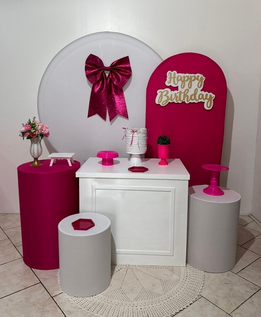 Kit 4 Rosa E Branco Com Laço   - Michi Pegue e Monte