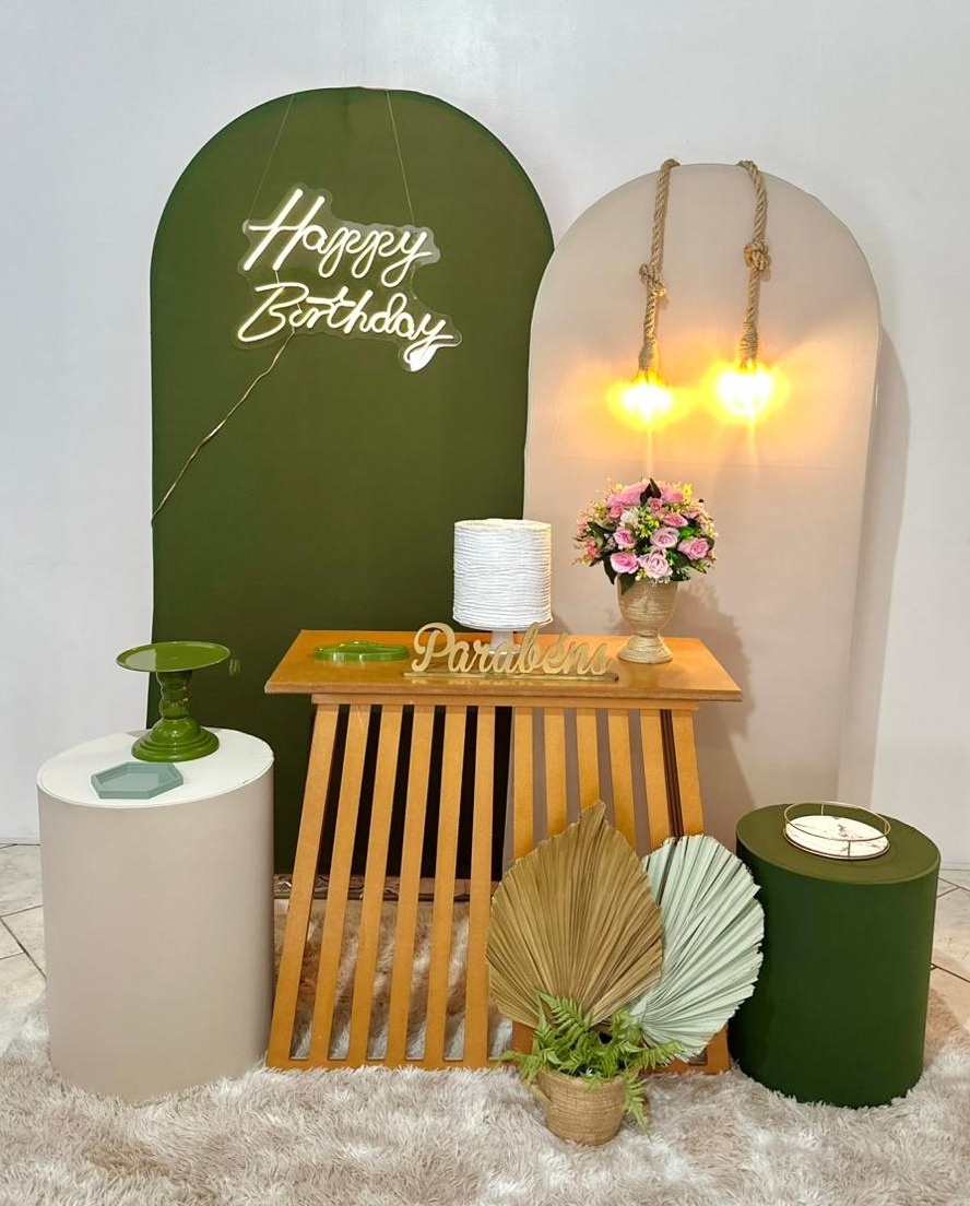 Kit Happy Birthday Verde Oliva E Nude - Michi Pegue e Monte