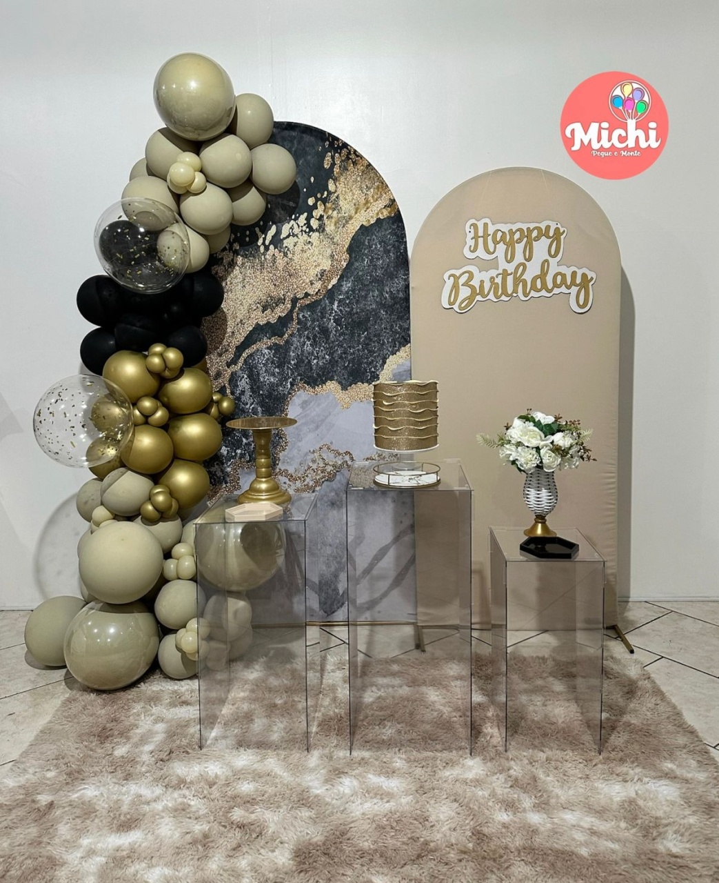 Kit Luxo Preto E Dourado  - Michi Pegue e Monte